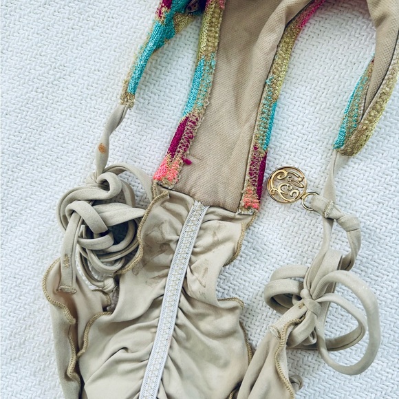 Luli Fama "La Fama" Wavey Ruched Back Brazilian Tie Side Bottom - Size: M - Picture 5 of 5